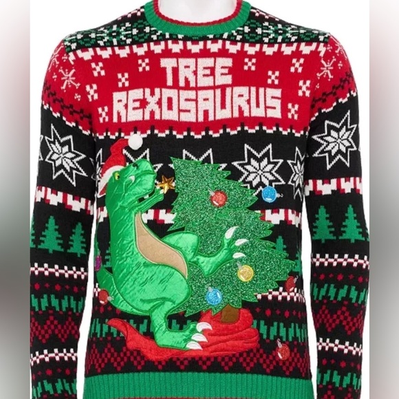 Dinosaur ugly sweater Sz M - Picture 1 of 5